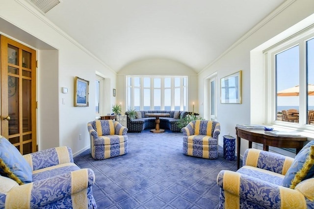 sunroom featuring lofted ceiling and a wealth of natural light