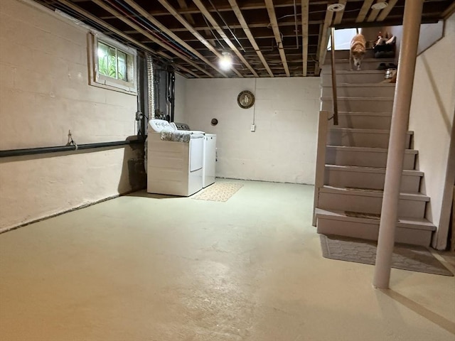 4 Perryville Rd, Webster, MA 01570 - basement featuring washer and dryer and stairway