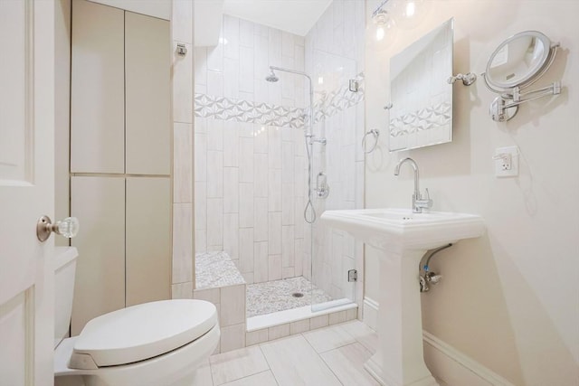 44 Dartmouth St Unit 1, Boston, MA 02116 - full bathroom with tile patterned flooring, baseboards, toilet, and a shower stall
