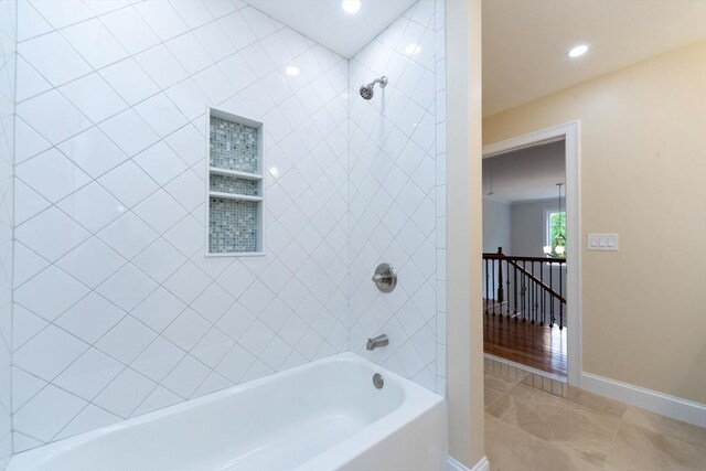 LOT0 Pine Hill Rd, Oxford, MA 01537 - full bath featuring baseboards, bathing tub / shower combination, recessed lighting, and marble finish flooring