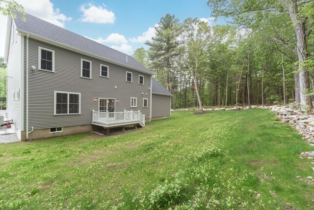 LOT0 Pine Hill Rd, Oxford, MA 01537 - rear view of property featuring a wooden deck, a lawn, and a shingled roof
