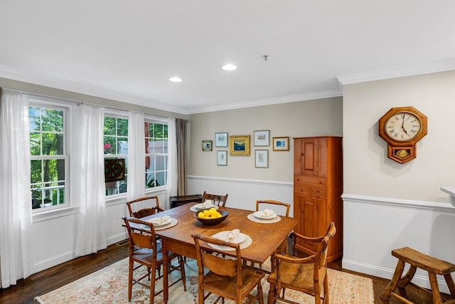 4 Derby Unit B, Salisbury, MA 01952 - dining space with ornamental molding, wood finished floors, and recessed lighting