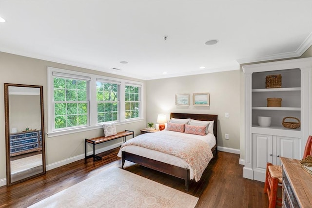 4 Derby Unit B, Salisbury, MA 01952 - bedroom with crown molding, dark wood-style floors, and recessed lighting