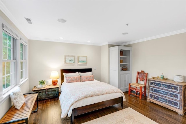 4 Derby Unit B, Salisbury, MA 01952 - bedroom with dark wood-style flooring, crown molding, and recessed lighting