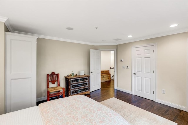 4 Derby Unit B, Salisbury, MA 01952 - bedroom featuring dark wood-style flooring, crown molding, and recessed lighting