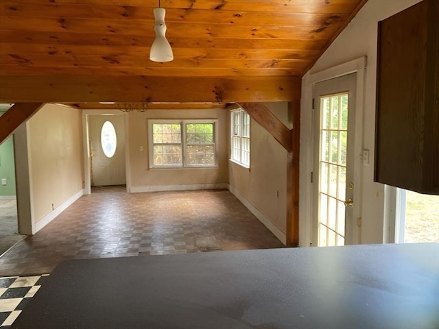 bonus room with wooden ceiling and lofted ceiling