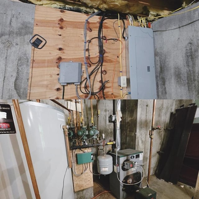 935 Old Keene Rd, Athol, MA 01331 - utilities with electric panel, gas water heater, and a heating unit