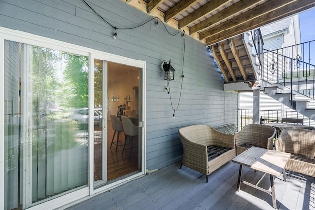 wooden deck with stairs