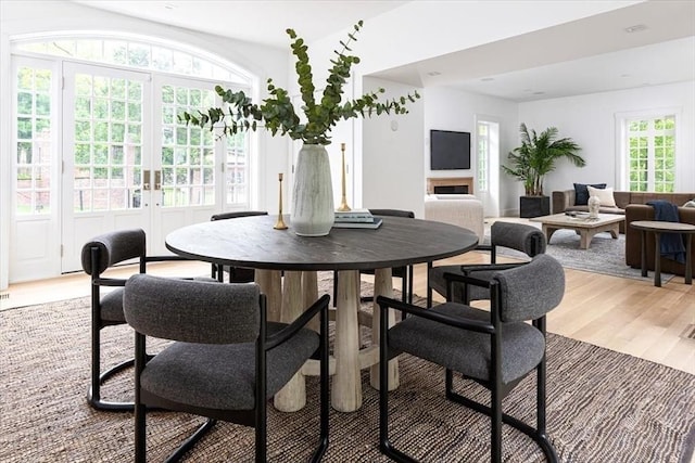 178 Ivy St, Brookline, MA 02446 - dining space featuring light wood-type flooring and french doors