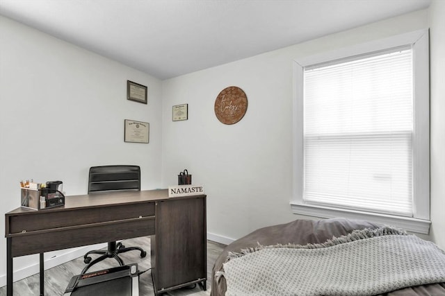 office area featuring hardwood / wood-style floors