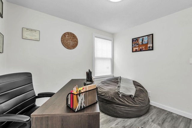 home office featuring wood-type flooring