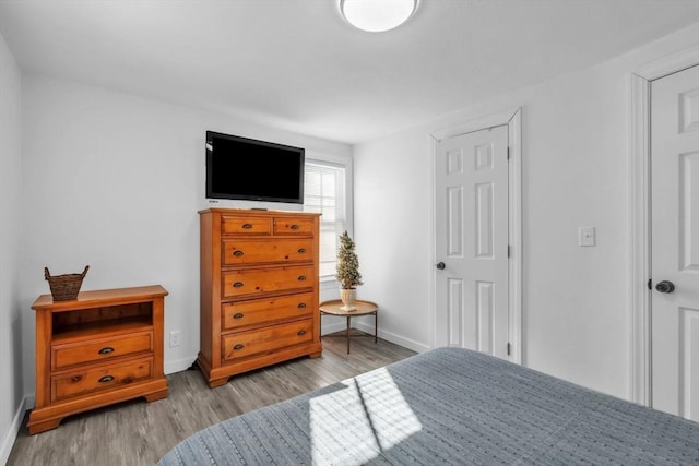 bedroom featuring light wood-type flooring