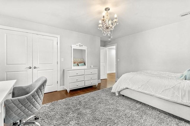 4 Fairfield Pl, Winchester, MA 01890 - bedroom featuring a chandelier, wood finished floors, and a closet