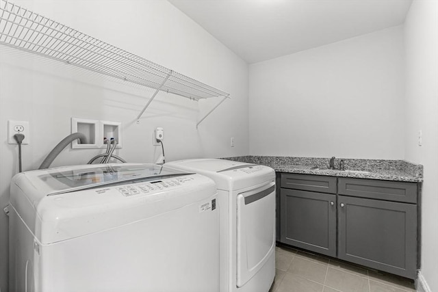 4 Fairfield Pl, Winchester, MA 01890 - laundry area featuring washer and dryer, cabinet space, and light tile patterned floors