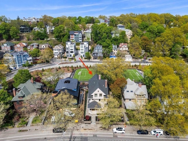 aerial view with a residential view