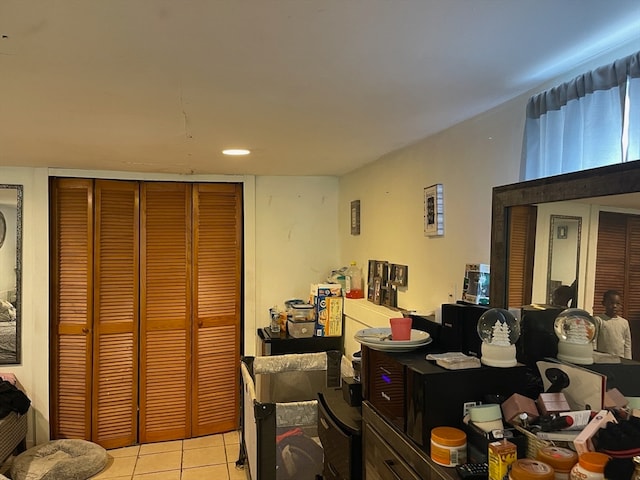 interior space featuring light tile patterned floors