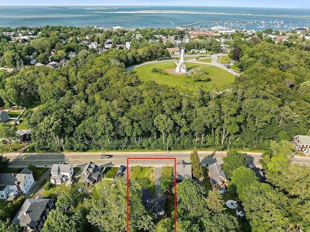 32 Standish Ave, Plymouth, MA 02360 - aerial view of property and surrounding area featuring property boundaries highlighted and nearby suburban area