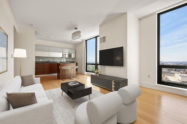 45 Province St Unit 2406, Boston, MA 02108 - living room featuring healthy amount of natural light and light wood-type flooring