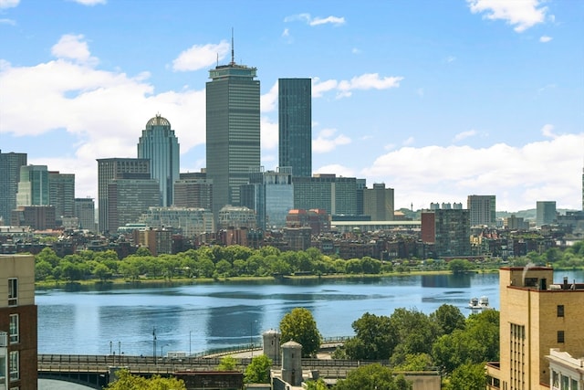 property's view of city with a water view