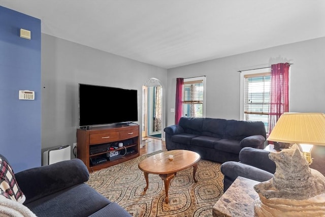 living area with wood finished floors