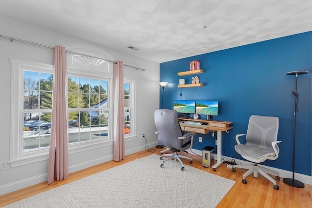 office featuring a wealth of natural light and wood-type flooring