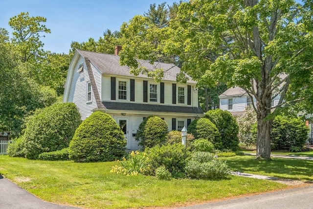 22 Sycamore Rd, Weymouth, MA 02190 - dutch colonial with a front lawn, a gambrel roof, and a chimney