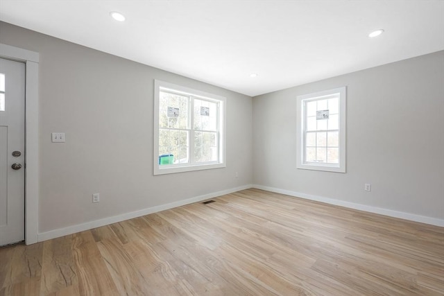 interior space with light hardwood / wood-style flooring