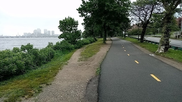 view of street featuring a water view