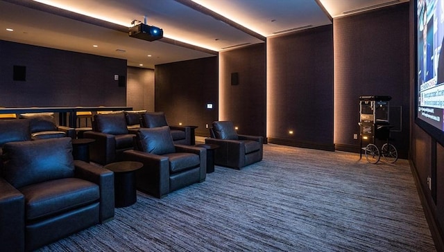 view of carpeted home theater