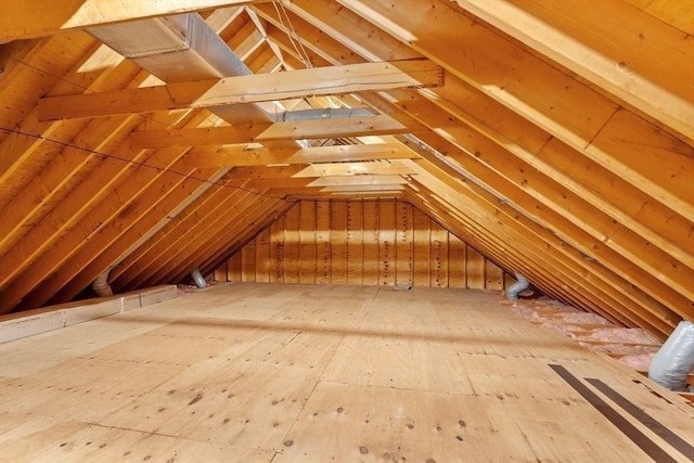 view of unfinished attic