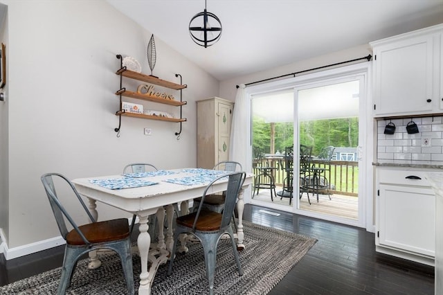 286 Narrow Ave, Westport, MA 02790 - dining room with dark wood finished floors, lofted ceiling, and baseboards