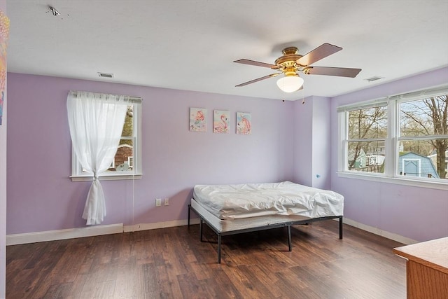 92 Hilltop Rd, Whitman, MA 02382 - bedroom featuring wood finished floors, visible vents, baseboards, and ceiling fan