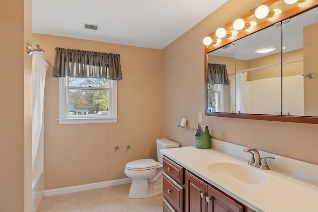 92 Hilltop Rd, Whitman, MA 02382 - bathroom featuring baseboards, toilet, vanity, and visible vents