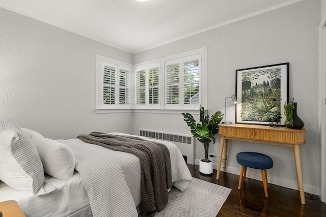 10 Morse Rd, Wayland, MA 01778 - bedroom featuring radiator heating unit, ornamental molding, and wood finished floors