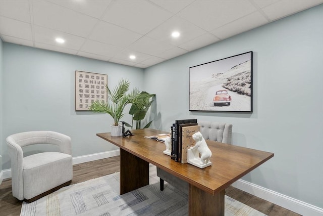 10 Morse Rd, Wayland, MA 01778 - office featuring wood finished floors, a paneled ceiling, and recessed lighting