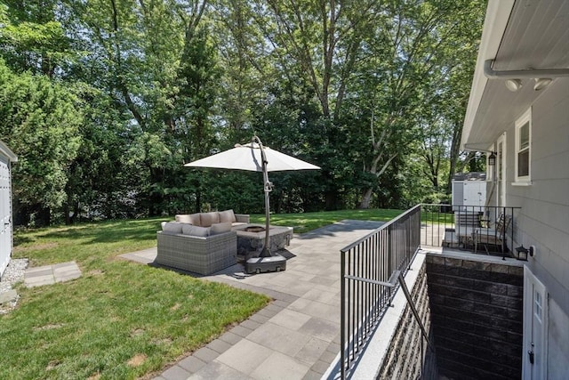 10 Morse Rd, Wayland, MA 01778 - view of patio / terrace with an outdoor living space with a fire pit