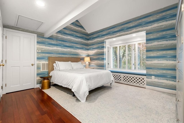 1 Croftdale, Newton, MA 02459 - bedroom featuring wallpapered walls, attic access, wood-type flooring, and recessed lighting