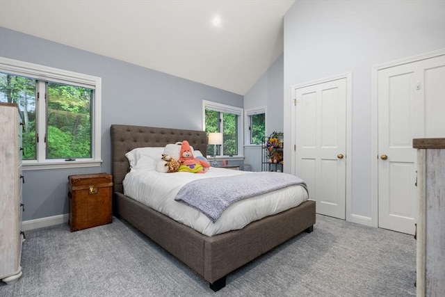 1 Croftdale, Newton, MA 02459 - bedroom with carpet, multiple windows, baseboards, and high vaulted ceiling