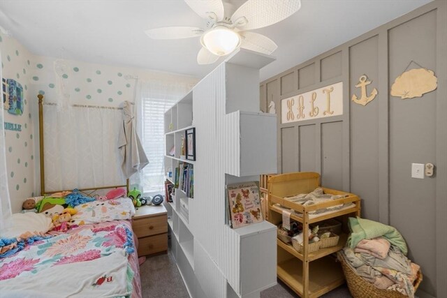 2 Jason Ter, Fairhaven, MA 02719 - bedroom with carpet floors, a ceiling fan, and wallpapered walls