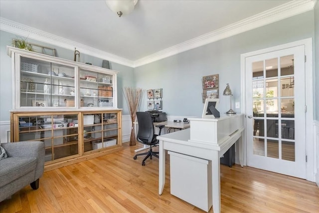 33 Freeman Dr, Plymouth, MA 02360 - home office with ornamental molding and light wood-style flooring