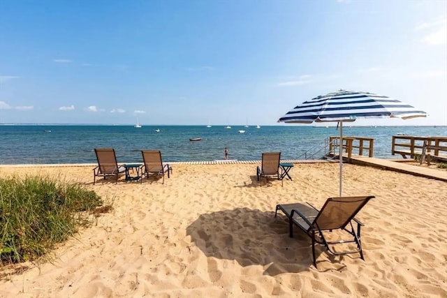 water view featuring a beach view