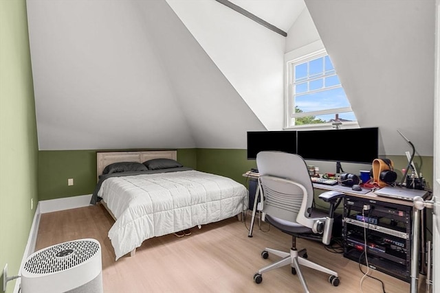 256 Lafayette St Unit 3, Salem, MA 01970 - bedroom featuring vaulted ceiling, wood finished floors, and an office area