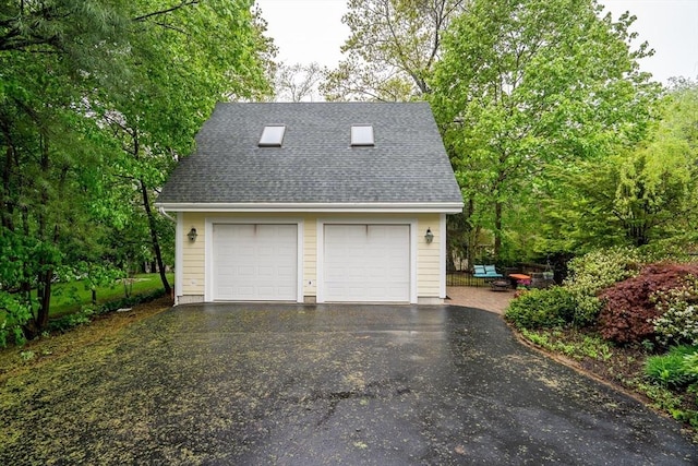 view of detached garage