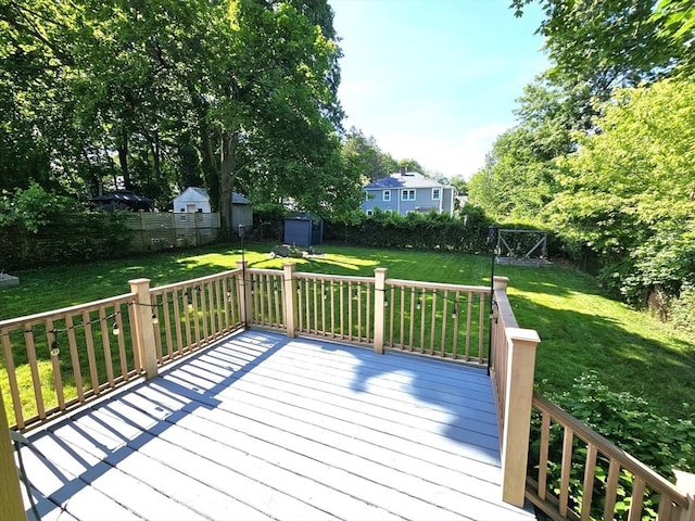 181 Manchester St, Boston, MA 02126 - wooden deck featuring a storage shed and a fenced backyard