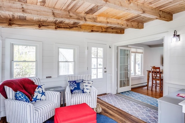 18 Tupelo, Harwich, MA 02645 - sunroom with healthy amount of natural light, beamed ceiling, and baseboard heating