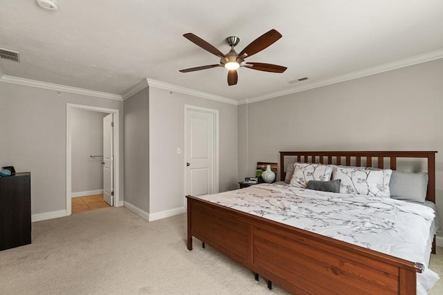 30 Compass Pt Unit 30, North Andover, MA 01845 - bedroom with light carpet, ornamental molding, and a ceiling fan