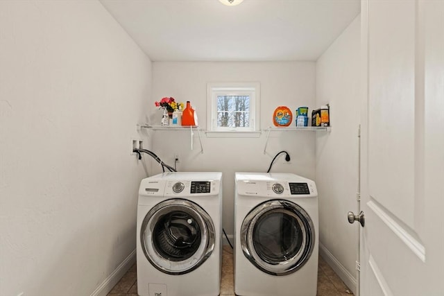 30 Compass Pt Unit 30, North Andover, MA 01845 - washroom with washer and clothes dryer and tile patterned flooring