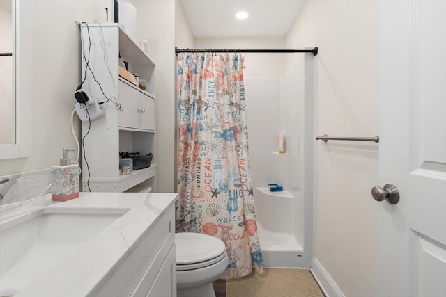 35 Fredonian St Unit K, Shirley, MA 01464 - full bathroom with vanity, curtained shower, and recessed lighting
