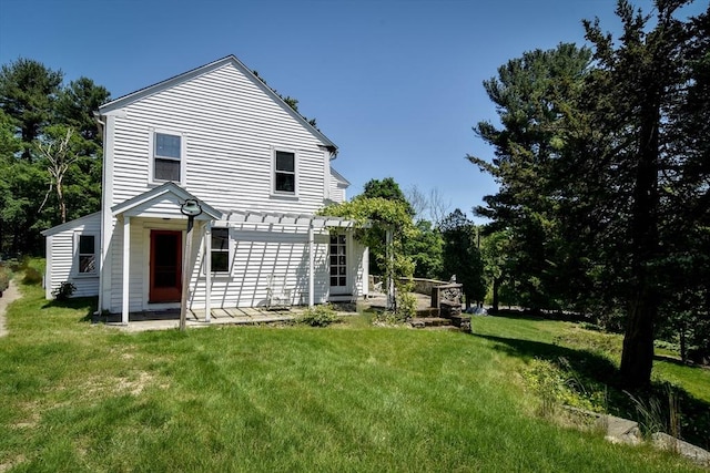 79 Nobscot Rd, Sudbury, MA 01776 - back of house featuring a pergola, a yard, and a patio area