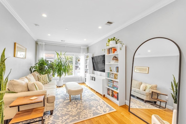 37-39 Lamson St Unit 2, Boston, MA 02128 - living room featuring light wood-style floors, recessed lighting, ornamental molding, and baseboards